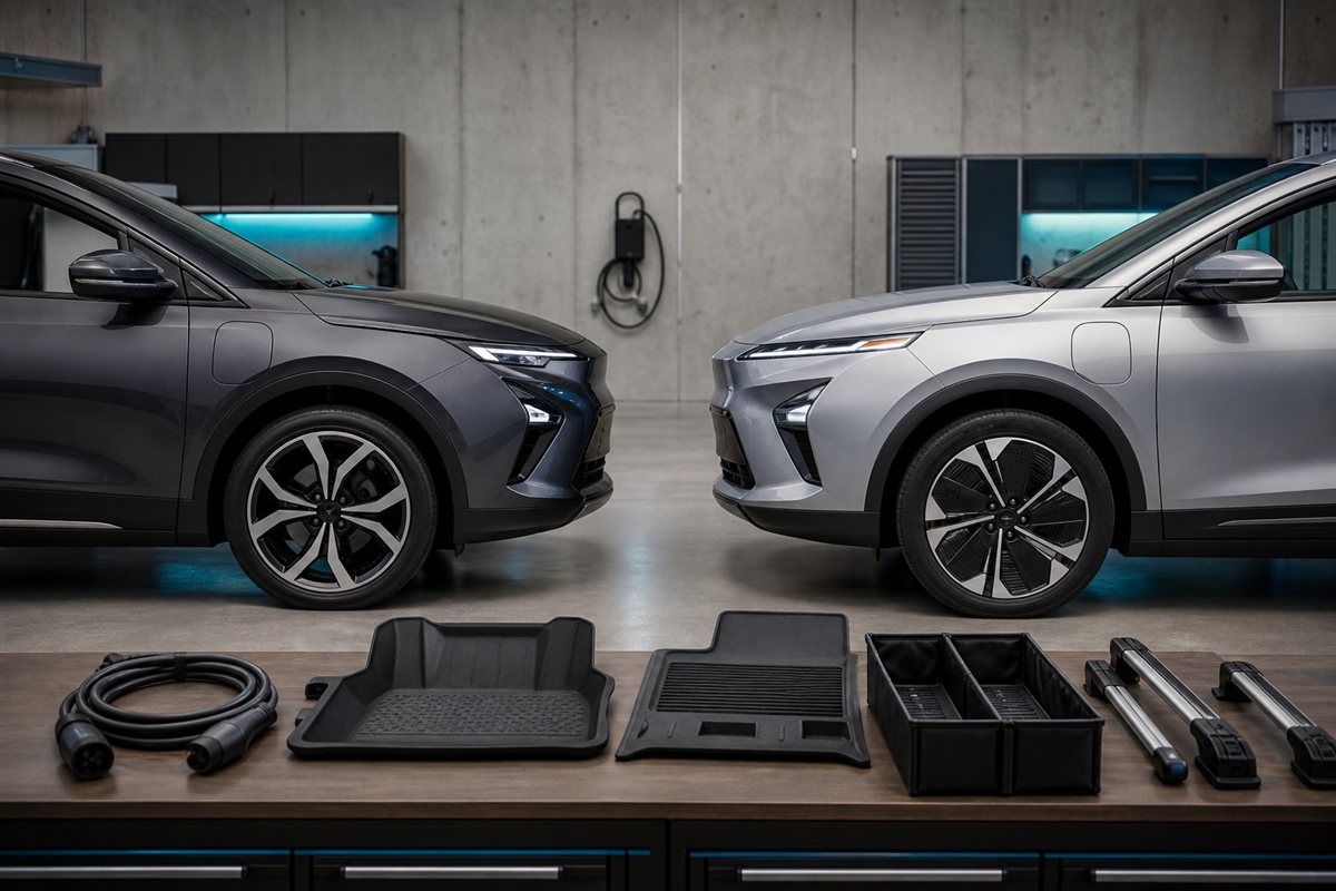 Two electric crossover generations compared with accessories